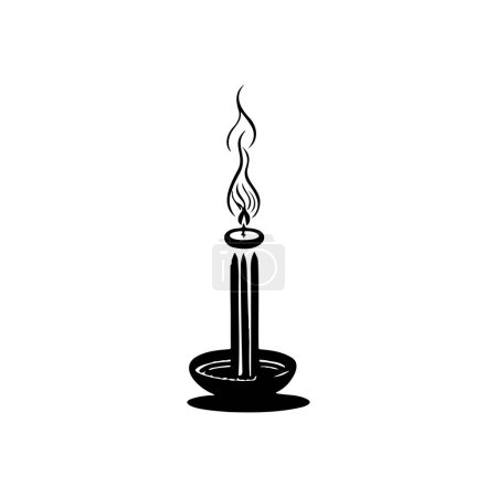 Illustration for Incense candle Icon hand draw black colour chinese new year logo vector element and symbol - Royalty Free Image