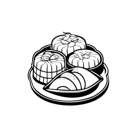 Dim sum Icon hand draw black colour chinese food new year logo vector element and symbol