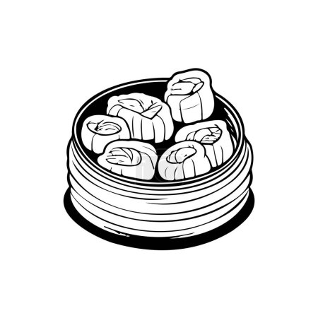 Dim sum Icon hand draw black colour chinese food new year logo vector element and symbol