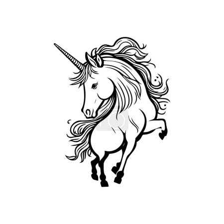 Unicorn Icon hand draw black colour mythical logo vector element and symbol