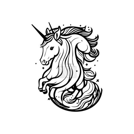 Unicorn Icon hand draw black colour mythical logo vector element and symbol