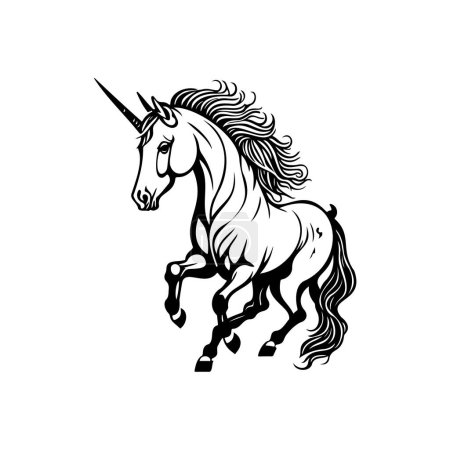 Unicornio Icono mano dibujar negro color mítico logotipo vector elemento y símbolo