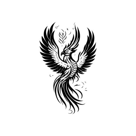Illustration for Phoenix Icon hand draw black colour mythical logo vector element and symbol - Royalty Free Image