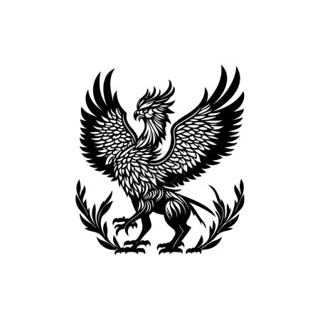 Téléchargez les illustrations : Griffin Icône dessiner à la main couleur noire élément vectoriel logo mythique et symbole - en licence libre de droit
