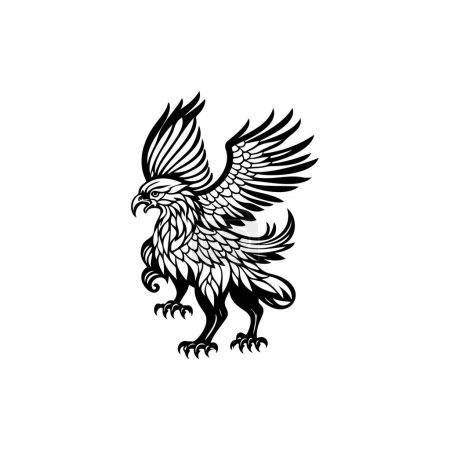 Griffin Icon hand draw black colour mythical logo vector element and symbol