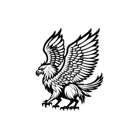 Griffin Icon hand draw black colour mythical logo vector element and symbol
