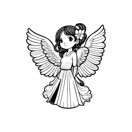 Téléchargez les illustrations : Angel girl Icône dessin à la main couleur noire Pâques dimanche logo élément vectoriel et symbole - en licence libre de droit