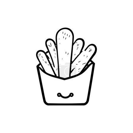 Friend fries Icon hand draw black colour hamburger day logo vector element and symbol