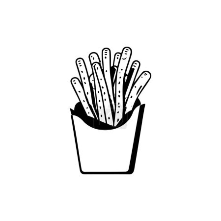 Amigo patatas fritas Icono mano dibujar color negro hamburguesa día logotipo vector elemento y símbolo