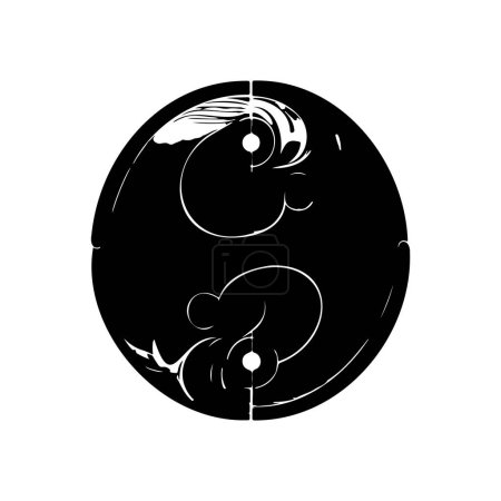 Ilustración de Yin yang Icono mano dibujar negro color internacional yoga día logo vector elemento y símbolo - Imagen libre de derechos