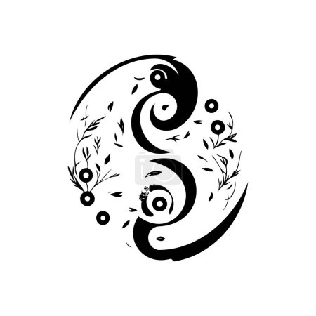Ilustración de Yin yang Icono mano dibujar negro color internacional yoga día logo vector elemento y símbolo - Imagen libre de derechos