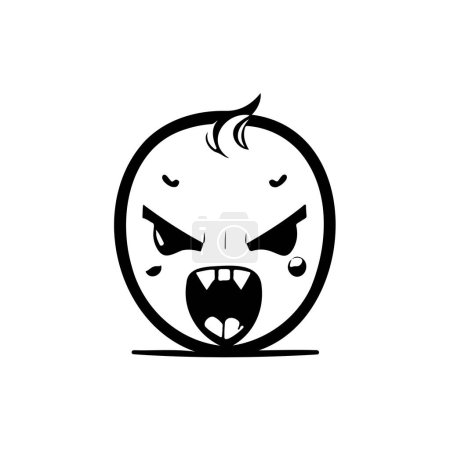 Téléchargez les illustrations : Angry Icon main dessiner couleur noire emoji logo élément vectoriel et symbole - en licence libre de droit
