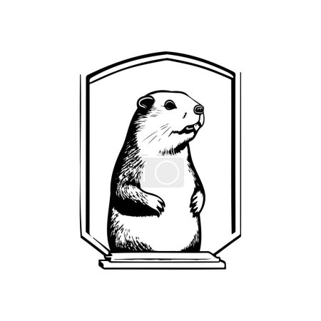 Ventanas de marmota Icono mano dibujar color negro marmota día logotipo vector elemento y símbolo
