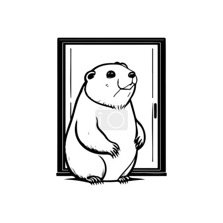 Téléchargez les illustrations : Fenêtres de marmotte Icône dessiner à la main couleur noire logo de la marmotte élément vectoriel et symbole - en licence libre de droit