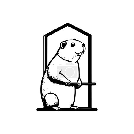 Téléchargez les illustrations : Fenêtres de marmotte Icône dessiner à la main couleur noire logo de la marmotte élément vectoriel et symbole - en licence libre de droit