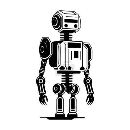 Illustration for Robotic Icon hand draw black colour artificial logo vector element and symbol - Royalty Free Image