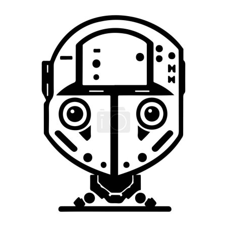 Illustration for Face robotic Icon hand draw black colour artificial logo vector element and symbol - Royalty Free Image