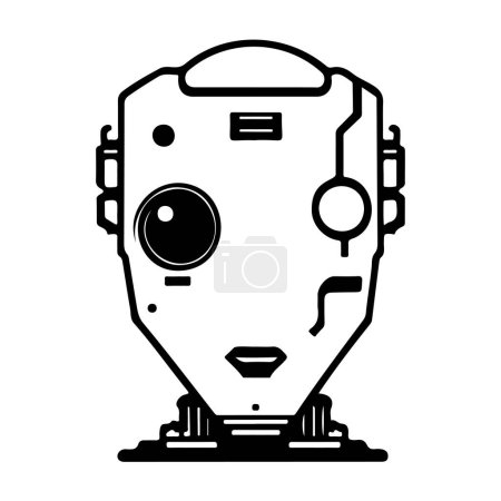 Illustration for Face robotic Icon hand draw black colour artificial logo vector element and symbol - Royalty Free Image