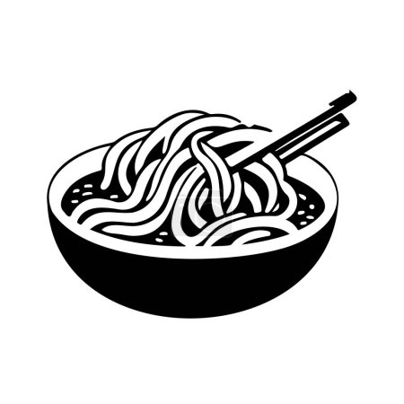Noodle Icon hand draw black lunar new year logo vector element and symbol