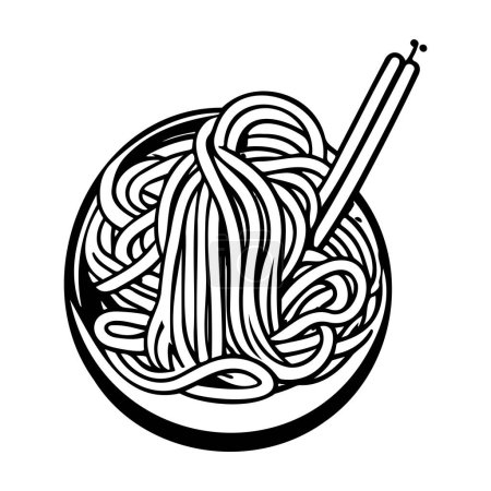 Noodle Icon hand draw black lunar new year logo vector element and symbol