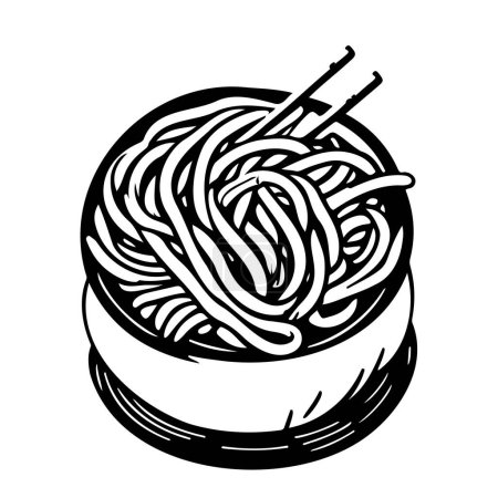 Noodle Icon Hand zeichnen schwarze lunare Neujahr Logo Vektorelement und Symbol