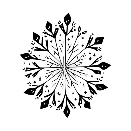 Snowflake Icon hand draw black colour winter christmas logo vector element and symbol
