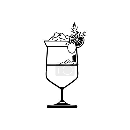 Cocktail Icon hand draw black colour vacation drink logo vector element and symbol