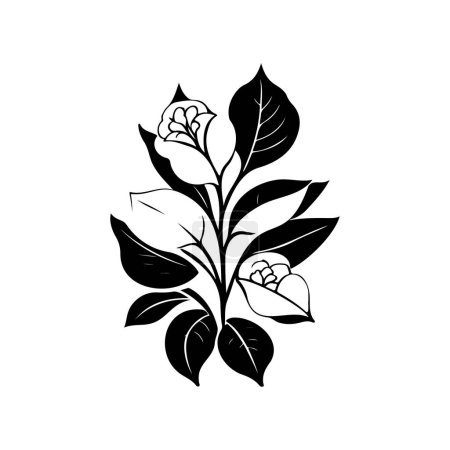 Illustration for Vinca Icon hand draw black colour flower logo vector element and symbol - Royalty Free Image
