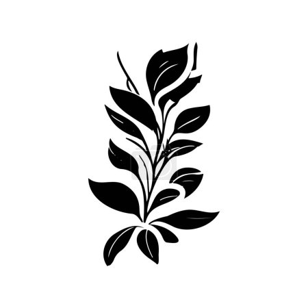 Illustration for Vinca Icon hand draw black colour flower logo vector element and symbol - Royalty Free Image