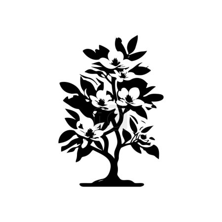 Jasmine Icon Hand zeichnen schwarze Farbe Baum Tag Logo Vektorelement und Symbol