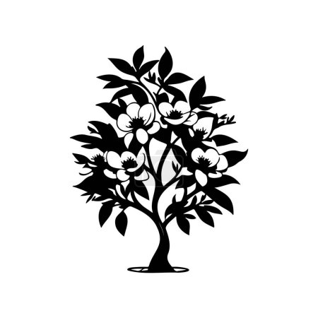 Jasmine Icon Hand zeichnen schwarze Farbe Baum Tag Logo Vektorelement und Symbol