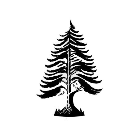 Illustration for Arborvitae Icon hand draw black colour tree day logo vector element and symbol - Royalty Free Image