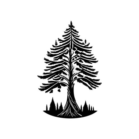 Illustration for Arborvitae Icon hand draw black colour tree day logo vector element and symbol - Royalty Free Image