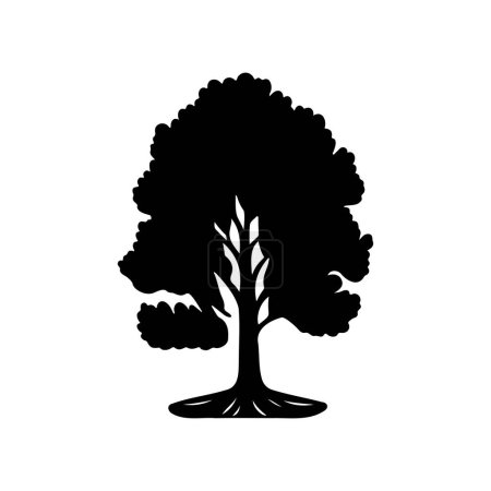 Illustration for Green ash Icon hand draw black colour tree day logo vector element and symbol - Royalty Free Image