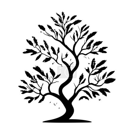 Quercus Icon hand draw black colour tree logo vector element and symbol
