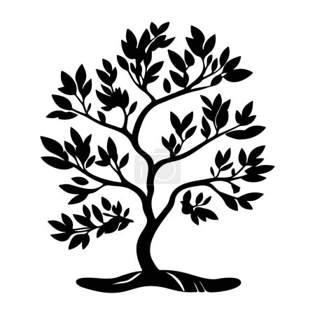 Quercus Icon hand draw black colour tree logo vector element and symbol