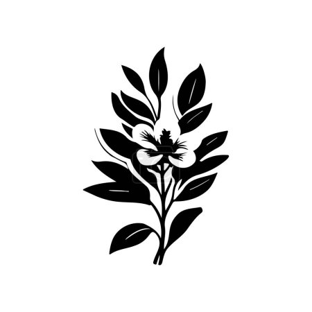 Téléchargez les illustrations : Allamanda Icône dessiner à la main élément vectoriel logo végétal noir et symbole - en licence libre de droit
