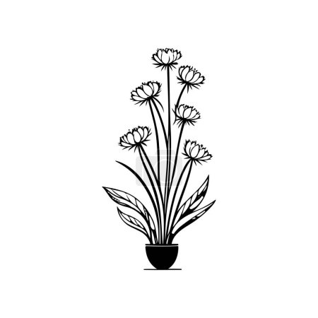 Allium Icon Hand zeichnen schwarze Farbe Pflanzen Logo Vektorelement und Symbol