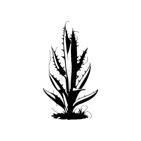 Aloe Icon hand draw black colour plants logo vector element and symbol