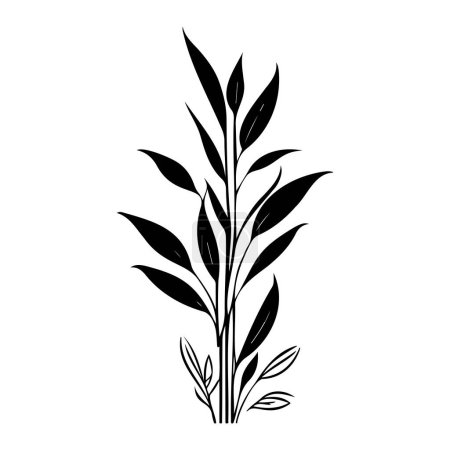 Anthericum Icon hand draw black colour plant leaf logo vector element and symbol