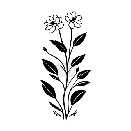 Illustration for Armeria Icon hand draw black colour plant leaf logo vector element and symbol - Royalty Free Image