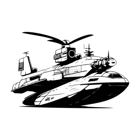 Illustration for Hovercraft Icon hand draw black colour military logo vector element and symbol - Royalty Free Image