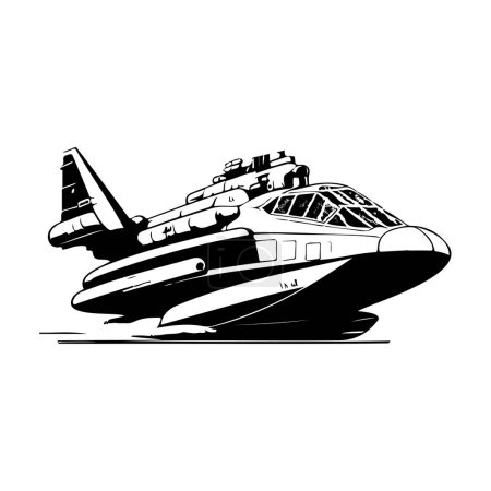 Illustration for Hovercraft Icon hand draw black colour military logo vector element and symbol - Royalty Free Image