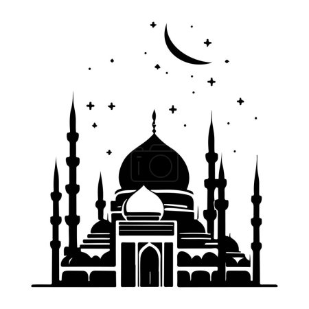 Illustration for Mosque Icon hand draw black colour ramadan logo vector element and symbol - Royalty Free Image