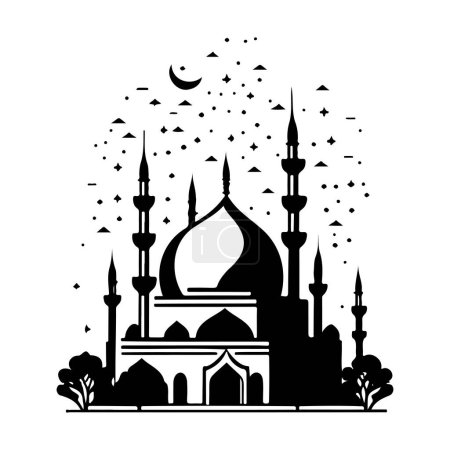 Illustration for Mosque Icon hand draw black colour ramadan logo vector element and symbol - Royalty Free Image