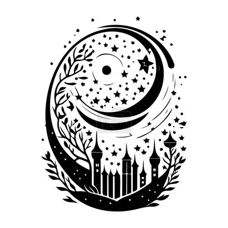 Lune étoile Icône main dessiner couleur noire ramadan logo élément vectoriel et symbole