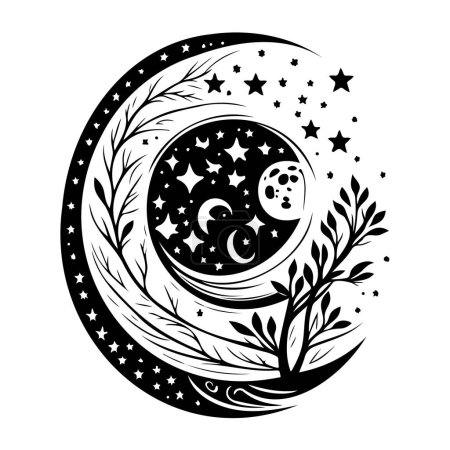 Moon star Icon hand draw black colour ramadan logo vector element and symbol