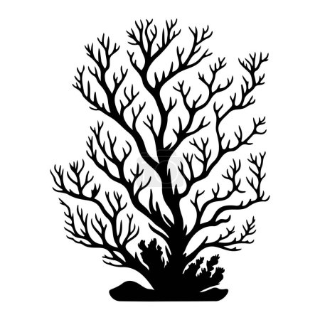 Staghorn Icon hand draw black colour coral logo vector element and symbol