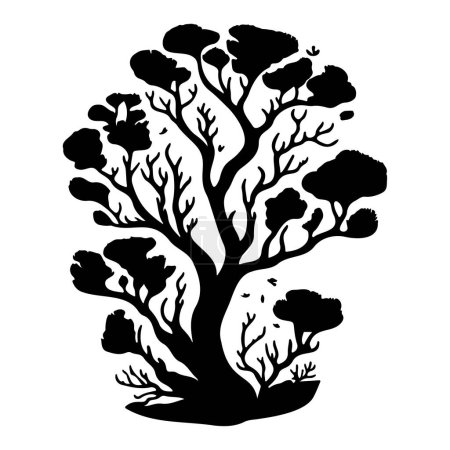 Elkhorn Staghorn Icon Handzeichnung schwarze Farbe Koralle Logo Vektorelement und Symbol