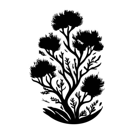 Illustration for Elkhorn Staghorn Icon hand draw black colour coral logo vector element and symbol - Royalty Free Image